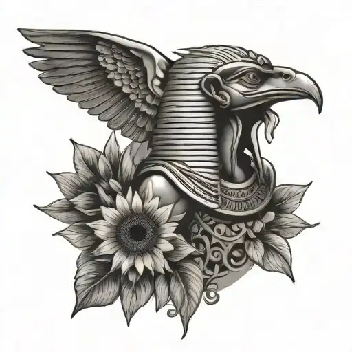 Egyptian God Ra With Sun And Sunflower