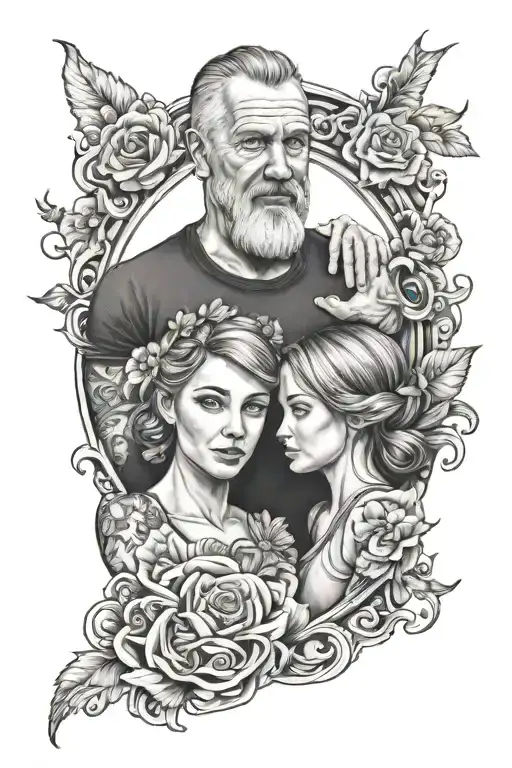 Dad With Two Daughters