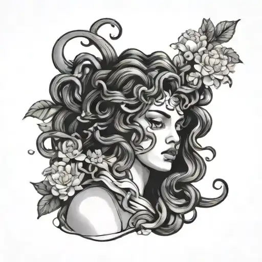 Medusa With Three Band-aids Coming Out Of Flowers Growing