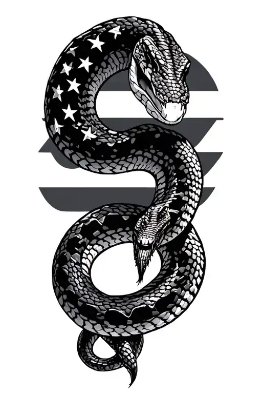 Rattlesnake Coiled Usa Flag Distressed
