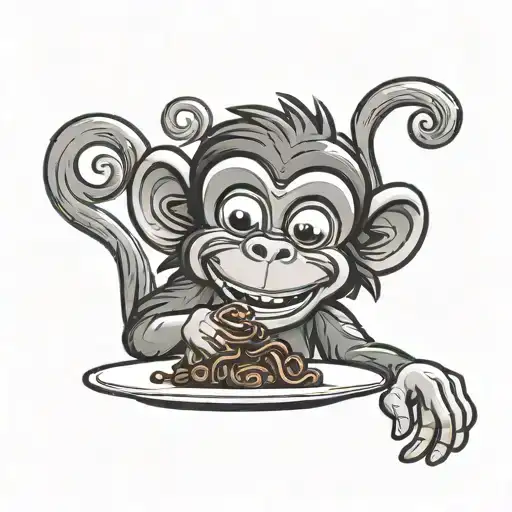 Cartoon Monkey Eating Nutella