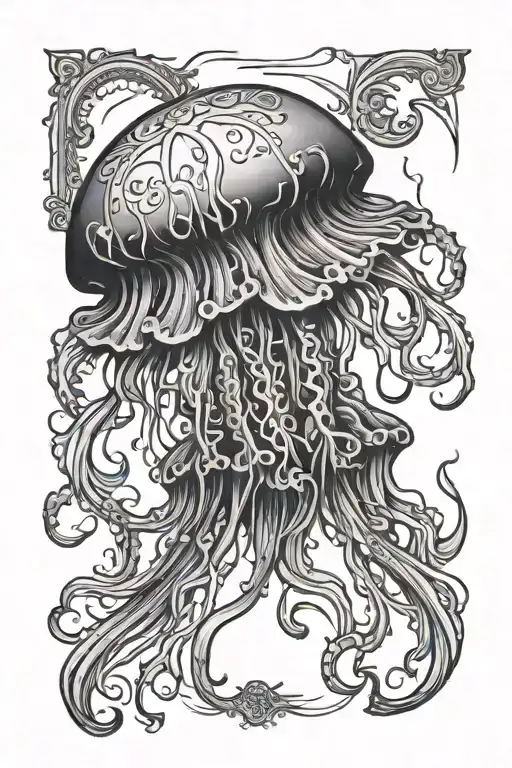 Gothic Styled Jellyfish Floating Gracefully