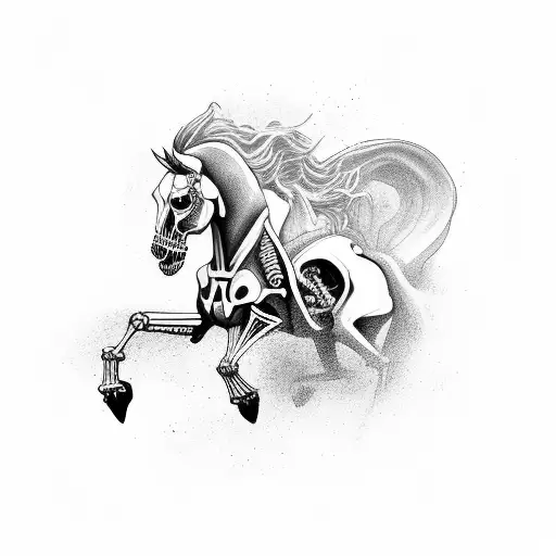 Skeleton Riding A White Horse