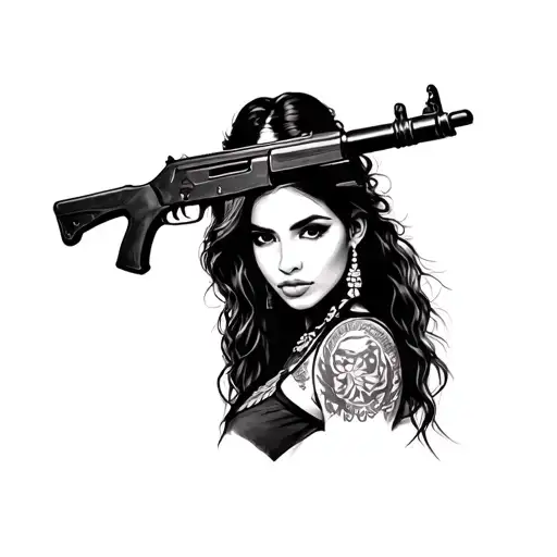 Mexican Girl With Ak 47