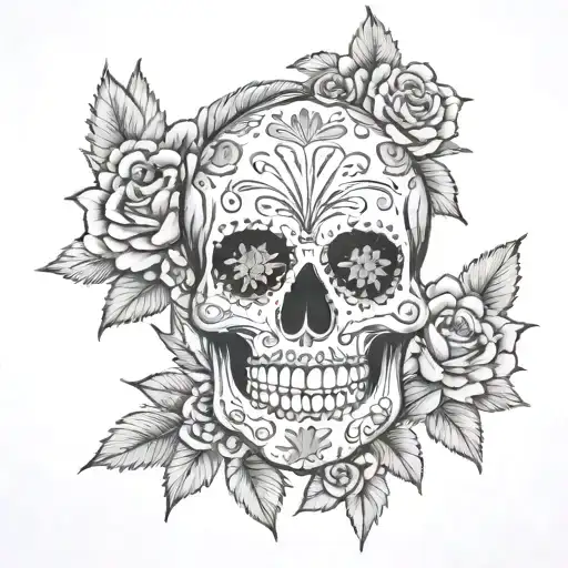 Lebanese Cedar Tree And Mexican Sugar Skull