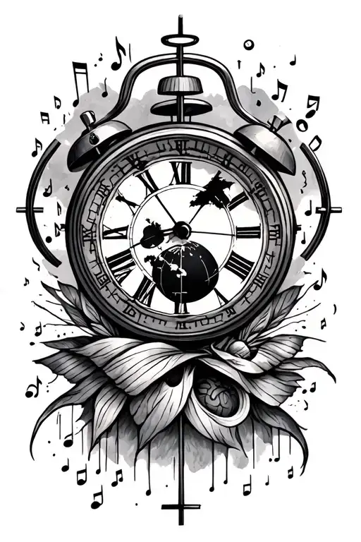 World Travel With Music And A Clock