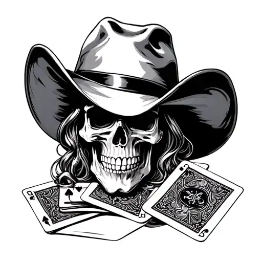 Skull In Cowboy Hat Dealing Cards