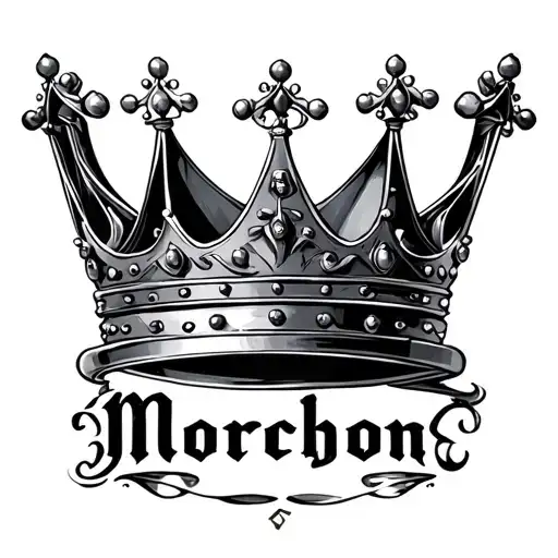 Crown With Monarch Word Written Down On Chest