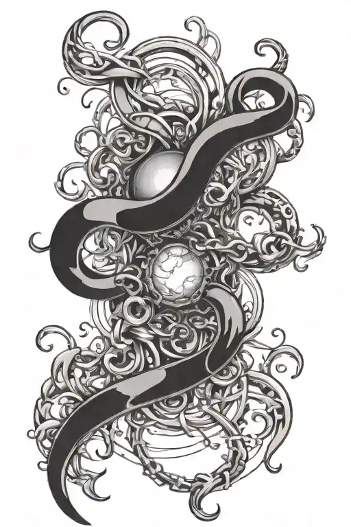 A Black Chain Going From The Nipple To The Lower Abdomen