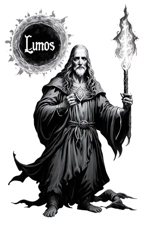 Word Lumos With The Elder Wand Casting A Spell