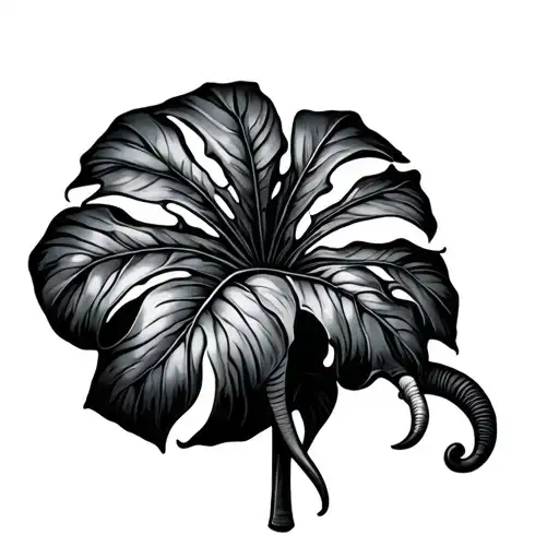 Elephant Ear Plant With Barber Pole Intertwined