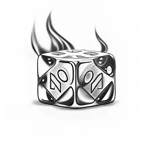 Scroll With Two Dice On Top And Flaming