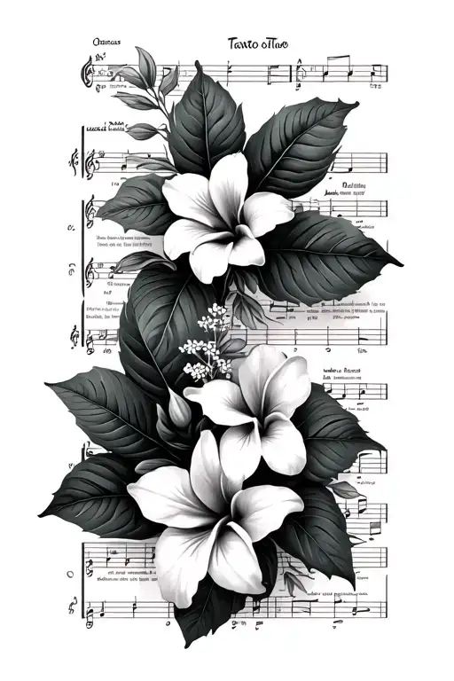 Sheet Music With Hibiscus Flower And Frangipani Flower