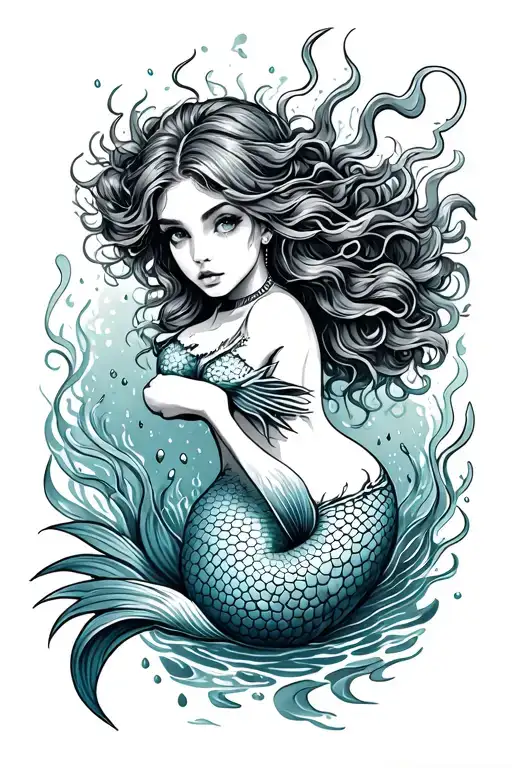 Mermaid Scuba Diving Head First