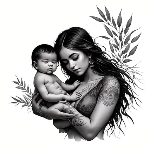 Strong Mins Sweetgrass Woman Holding A Baby