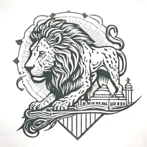 Kaaba With A Lion By It Tattoo