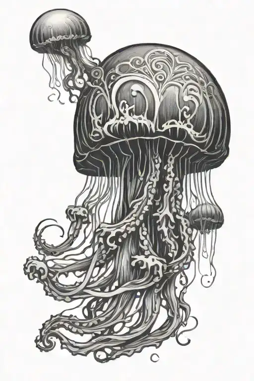 Gothic Styled Jellyfish Swimming Gracefully