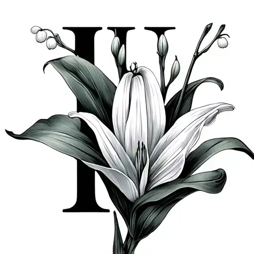 Letter H Feeding Into The Stem On A Lily Of The Valley