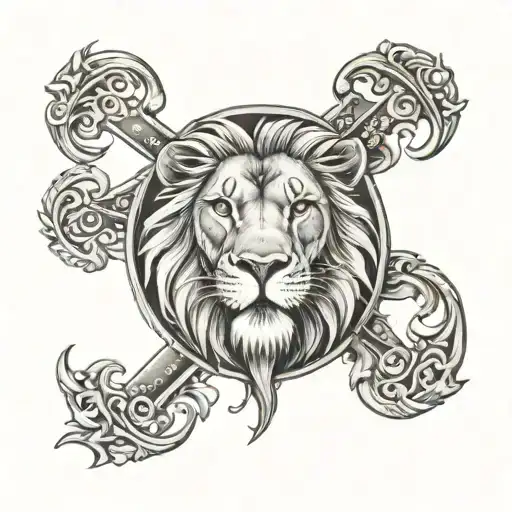 Lion Face Inside Cross
