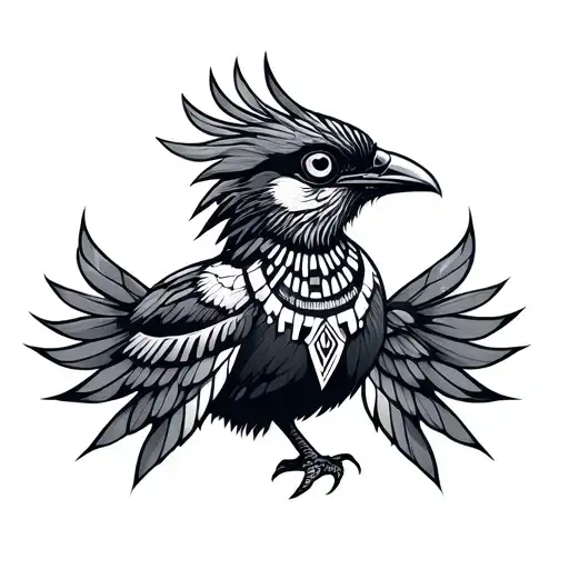 Great Bird With Aztec Patterns