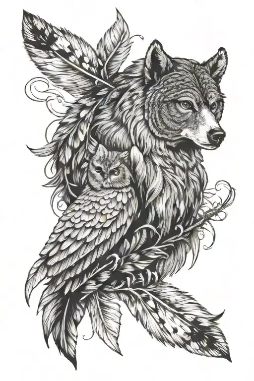 Bear Owl Moose In A Feather