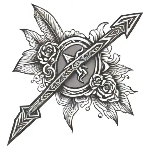 Bolo Knife Making A Cross With An Arrow