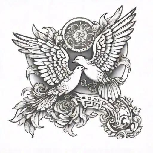 Two Turtle Doves Flying With The Words Forever And A Day