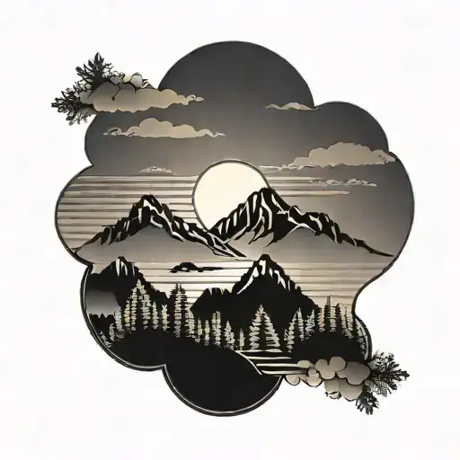 Mountains With Sunset Background