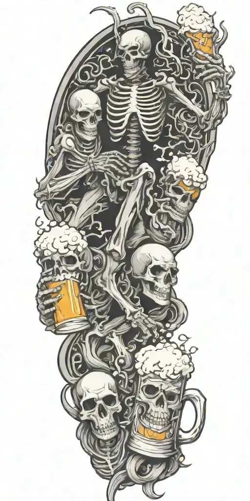 Beer And Skeletons And Demons Fighting