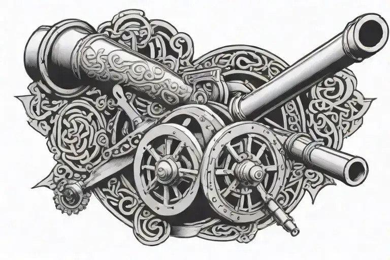 Realistic Arsenal Fc Cannon Incorporated Into The Design Incorporating Celtic Symbols
