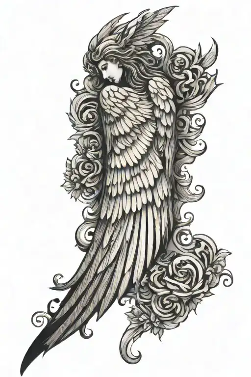 Elongated Angel Wing With Gold Inlays