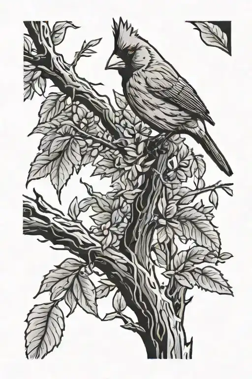 Cardinal Eating A Plam Tree