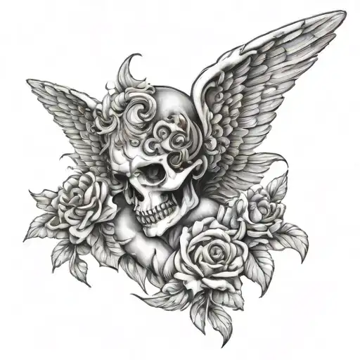 Skeleton Cherub Face And Wings