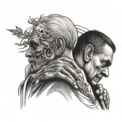 A Father Grieving His Dead Son Holding Hands