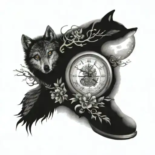 Tree Path Moon Clock Boot Book Owl Snake Flower Compass Night Pack Of Wolves