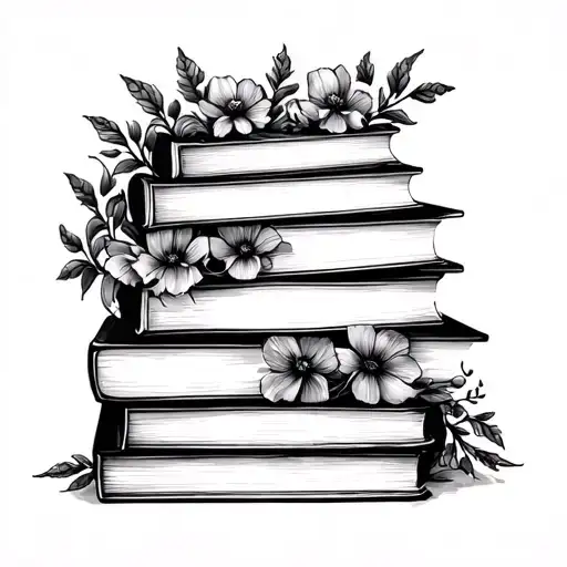 Book Pile Floral Miminalist