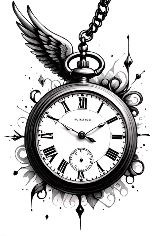 Pocket Watch W One Wing Going Down The Arm