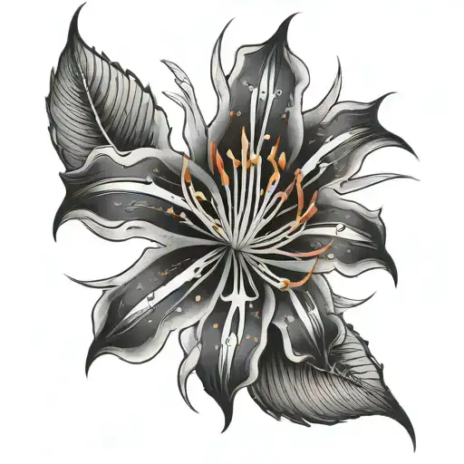 Red Spider Lily Flower And Cross