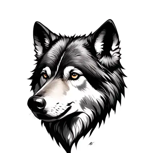 Wolf Head Fron Face Drawn