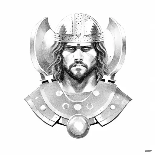 Roman Gladiator With Long Hair And Shield