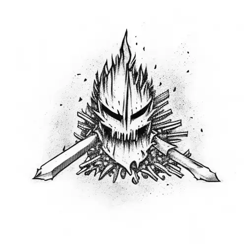 Dark Souls Inspired Bonfire With Dark Sign Backround