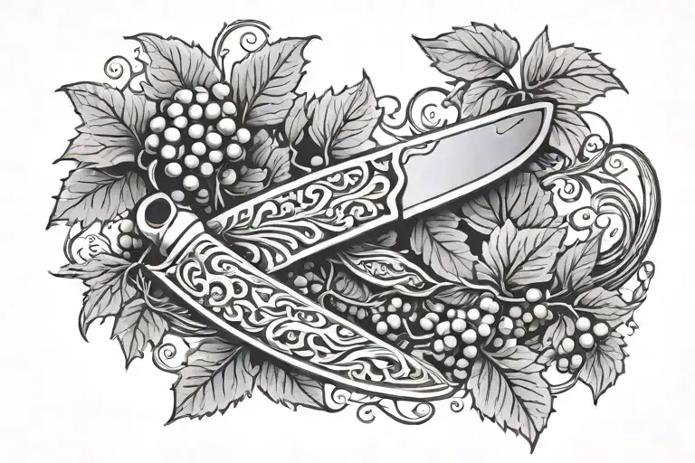 Chef Knife In Grape Vine Wrapping