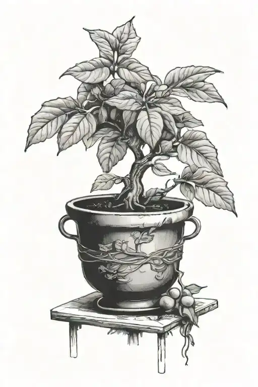 Medium Sized Fig Tree In A Pot With Metal Bands