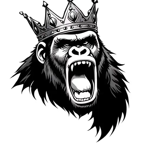 Angry Screaming Gorilla With Crown