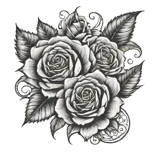 2 Twin Tattoo One With An A Initial And The Other With A C Initial With Roses And Sunflowers
