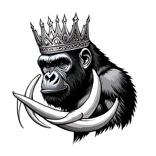 Crowned Gorilla Long Tusks With A Side Profile