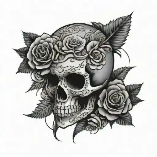 Skull Roses Mandala Gangster Girl Side Profile
