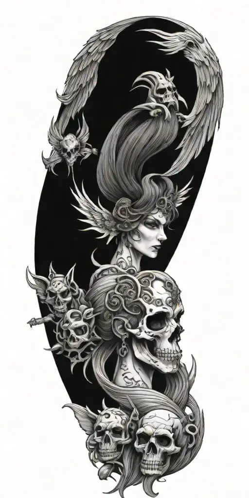 Morrigan Goddess Demons And Skulls