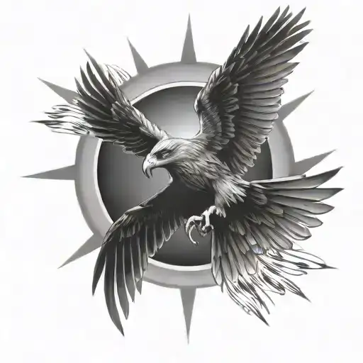 Hawk Cross Sunbeams And Clouds Surrounding