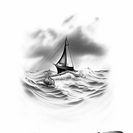 Design A Realistic Boat Sailing Through A Stormy Ocean